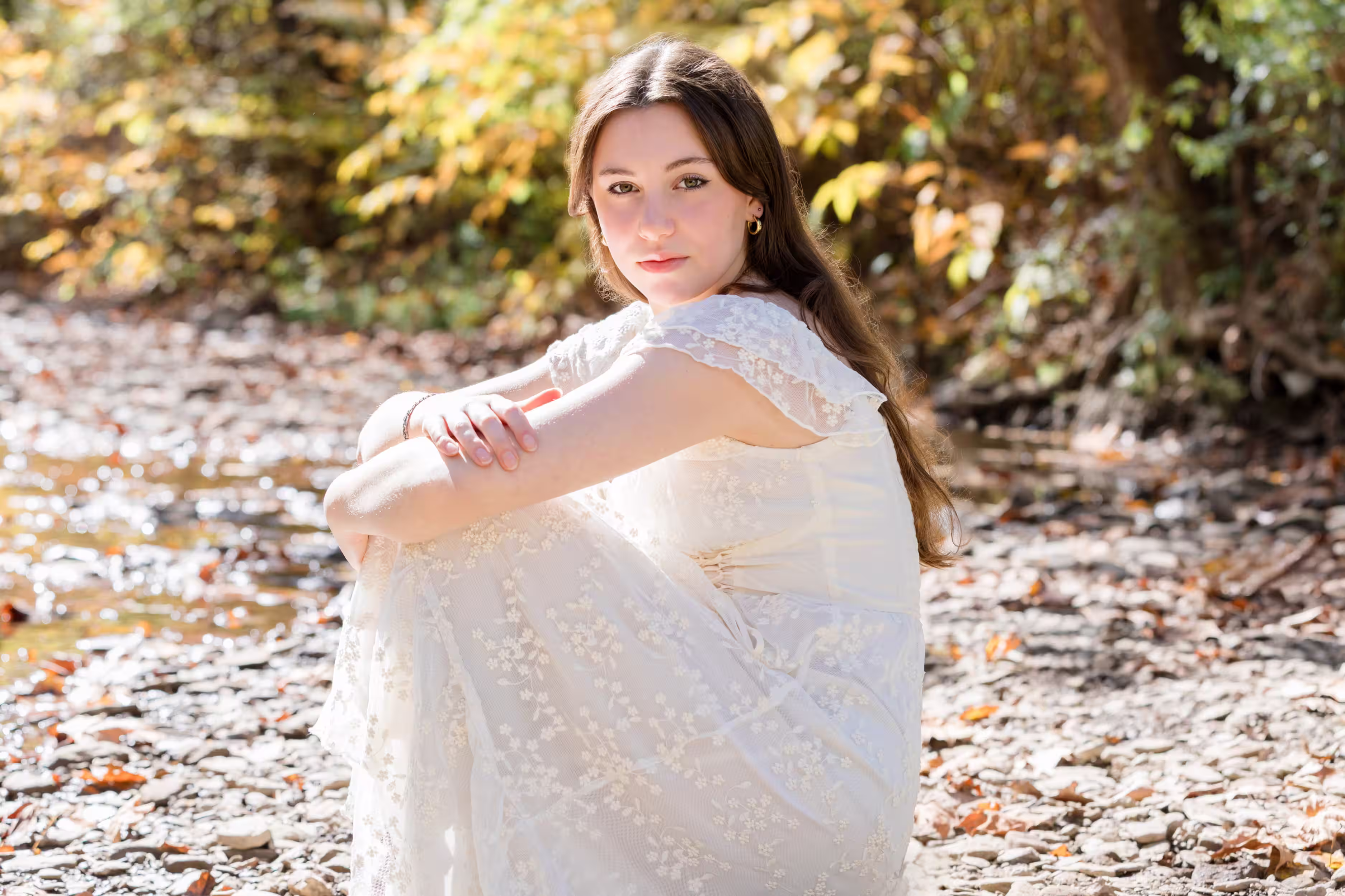 Fall senior photos Pittsburgh Montour Trail autumn colors